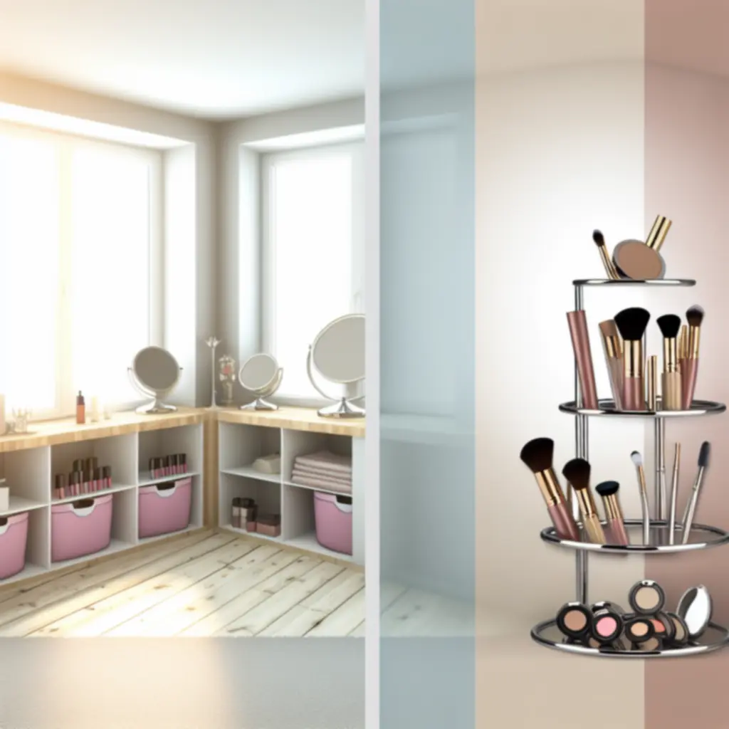 Zainspirowana aranżacja toaletki z organizerami kosmetycznymi Beautycosma