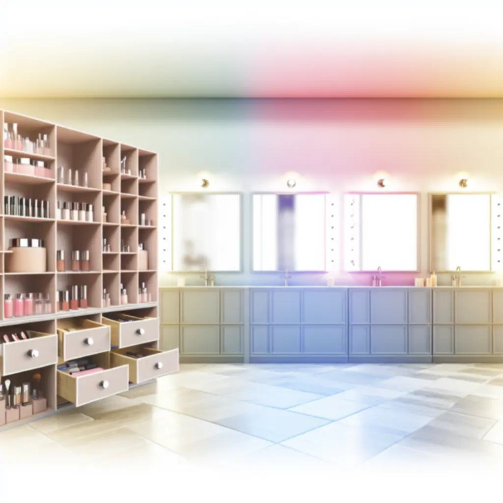 Eleganckie organizery kosmetyczne ustawione na uporządkowanej toaletce