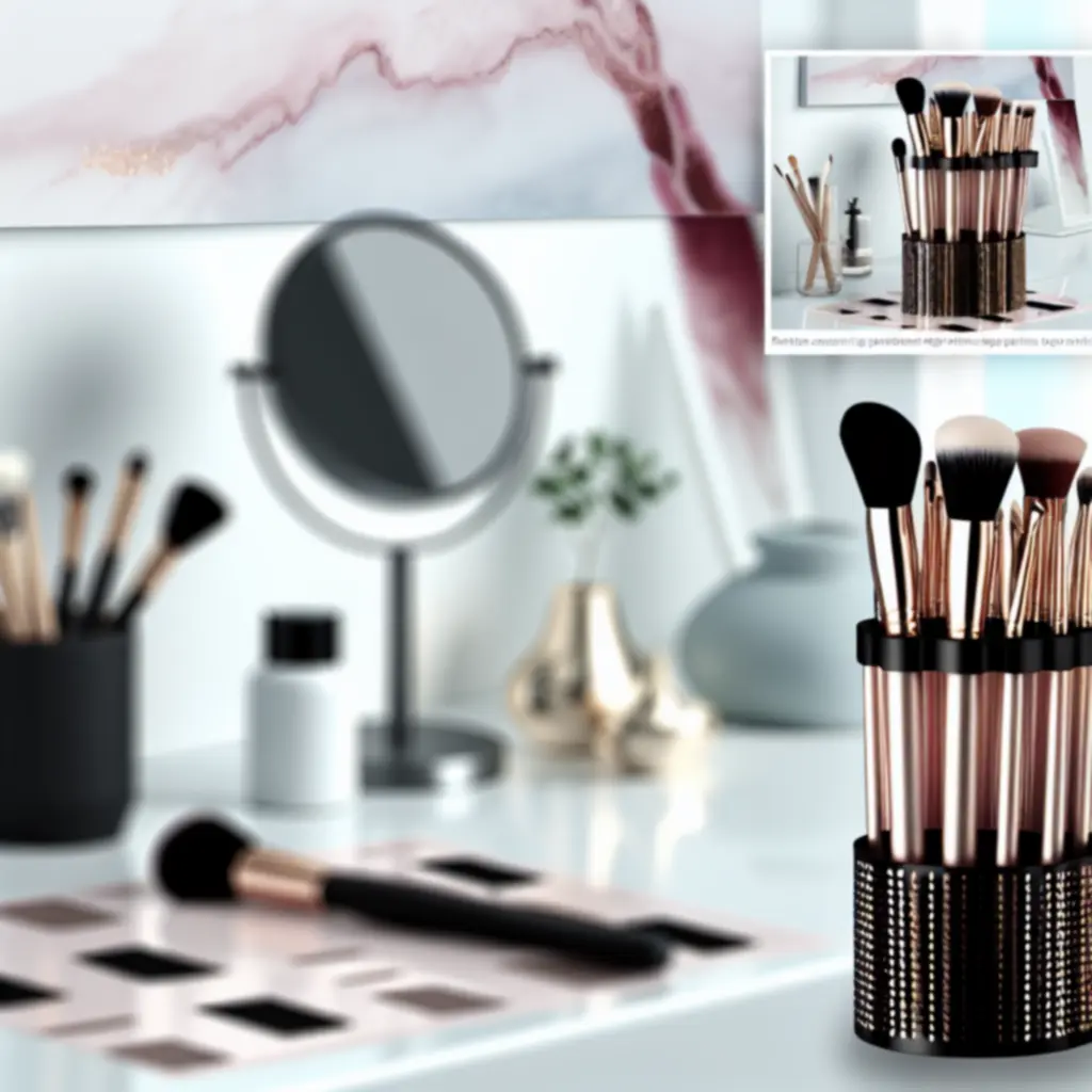 Stojak na pędzle do makijażu z silikonową matą zapewniającą higieniczne przechowywanie