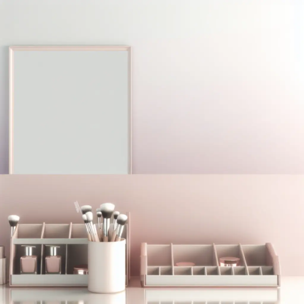 Elegancka aranżacja akcesoriów do organizacji kosmetyków na toaletce