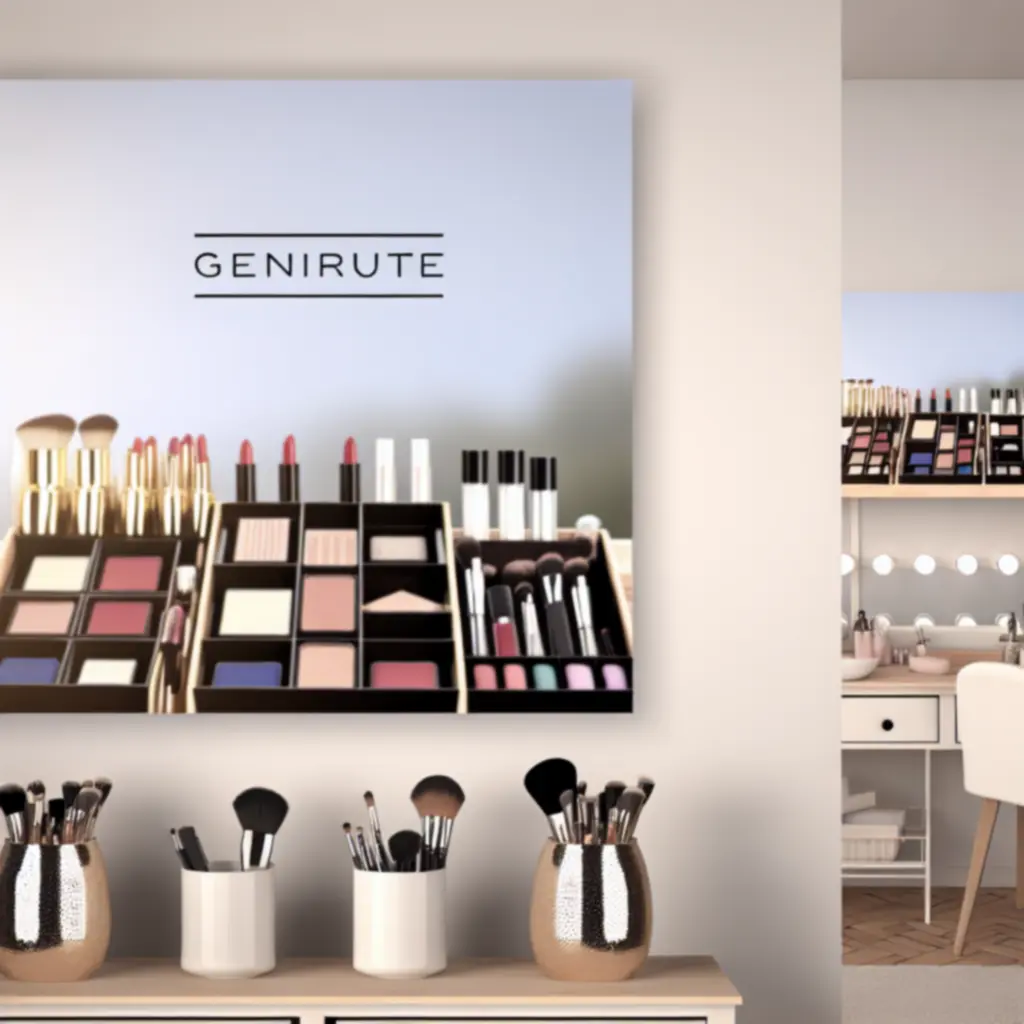 Stylowo zaaranżowana toaletka z kosmetykami ułożonymi w organizerach