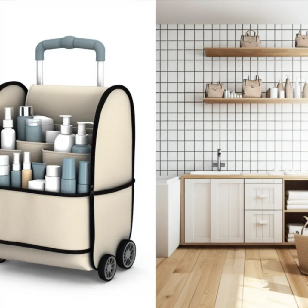 Mobilny organizer-koszyczek na kółkach do przechowywania kosmetyków